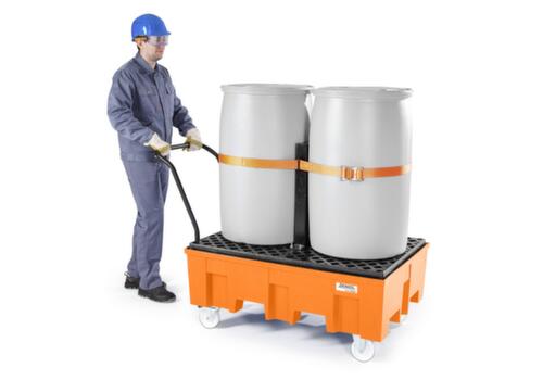 Fahrbare PE-Auffangwanne base-line, für 2 x 200-Liter-Fass