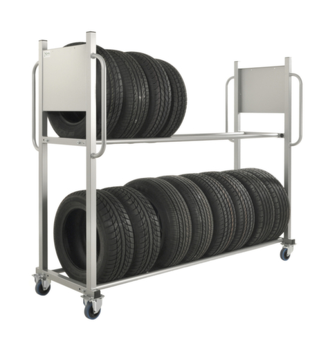 Kongamek Reifenwagen für 16 Reifen, Traglast 300 kg, 2 Etagen