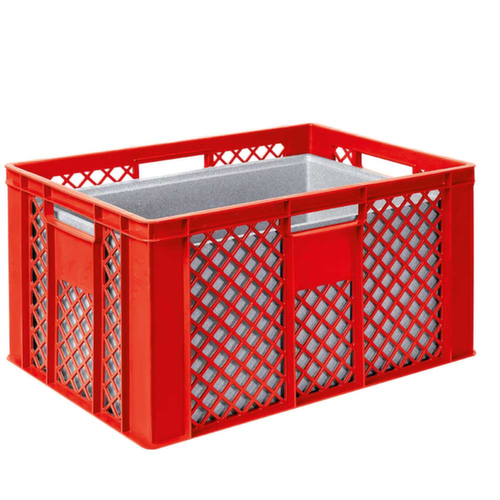 Euronorm-Stapelbehälter mit Isolierbox, rot, Inhalt 63 l, Auflagedeckel für Isolierbox