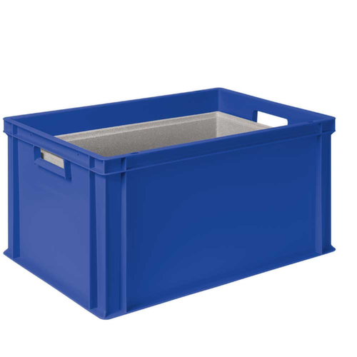 Euronorm-Stapelbehälter mit Isolierbox, blau, Inhalt 65 l, Auflagedeckel für Isolierbox
