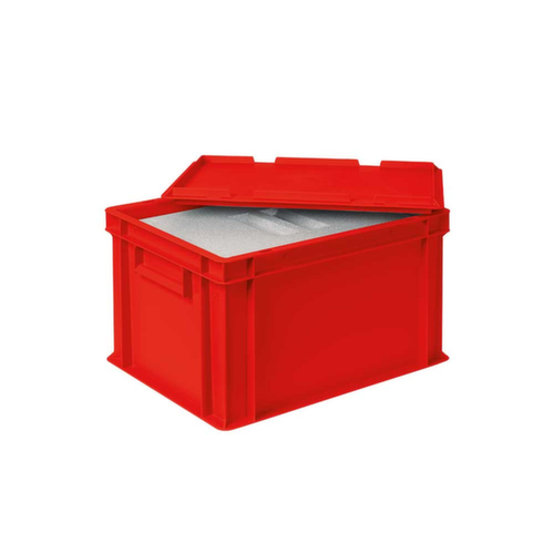 Euronorm-Stapelbehälter mit Isolierbox, rot, Inhalt 22,5 l, Auflagedeckel für Isolierbox