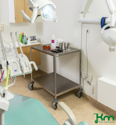 Kongamek Edelstahl-Etagenwagen, Traglast 200 kg, 2 Etagen