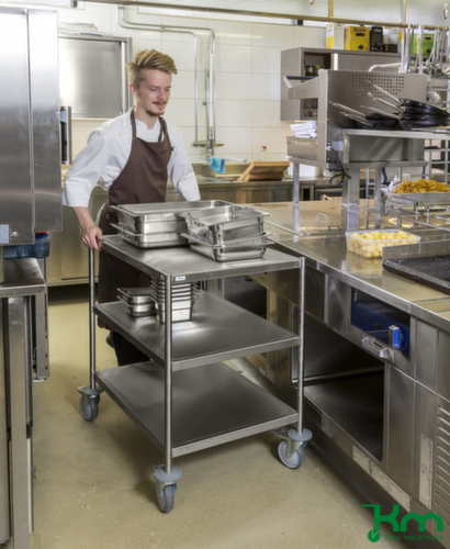 Kongamek Edelstahl-Etagenwagen, Traglast 200 kg, 3 Etagen