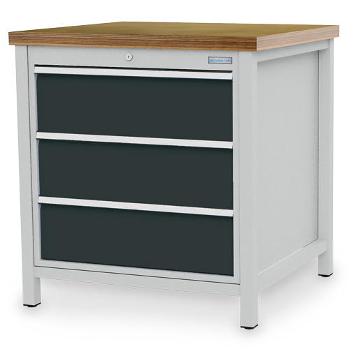 Bedrunka + Hirth Kastenwerkbank, 3 Schubladen, RAL7035 Lichtgrau/RAL7016 Anthrazitgrau