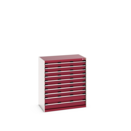 bott Schubladenschrank cubio Grundfläche 1050x650 mm, 10 Schublade(n), RAL7035 Lichtgrau/RAL3004 Purpurrot