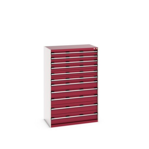 bott Schubladenschrank cubio Grundfläche 1050x650 mm, 11 Schublade(n), RAL7035 Lichtgrau/RAL3004 Purpurrot