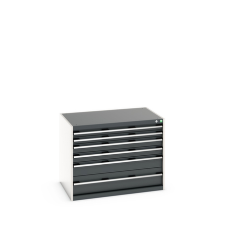 bott Schubladenschrank cubio Grundfläche 1050x750 mm, 6 Schublade(n), RAL7035 Lichtgrau/RAL7016 Anthrazitgrau