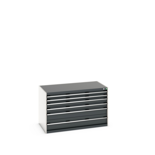 bott Schubladenschrank cubio Grundfläche 1300x750 mm, 6 Schublade(n), RAL7035 Lichtgrau/RAL7016 Anthrazitgrau