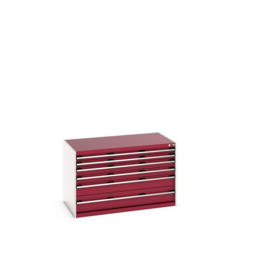 bott Schubladenschrank cubio Grundfläche 1300x750 mm, 6 Schublade(n), RAL7035 Lichtgrau/RAL3004 Purpurrot