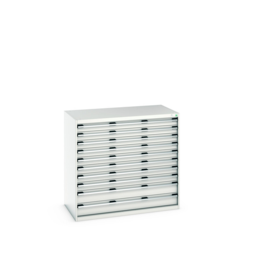 bott Schubladenschrank cubio Grundfläche 1300x750 mm, 10 Schublade(n), RAL7035 Lichtgrau/RAL7035 Lichtgrau