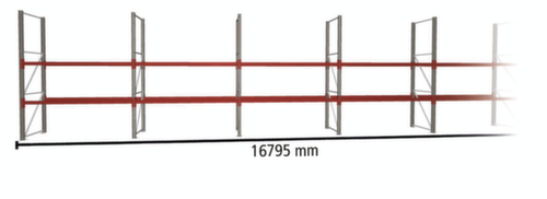 META Palettenregal MULTIPAL für 36 Paletten, 16795 mm breit, 3 Lagerebenen