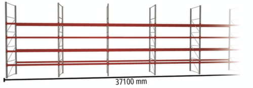 META Palettenregal MULTIPAL für 200 Paletten, 37100 mm breit, 5 Lagerebenen