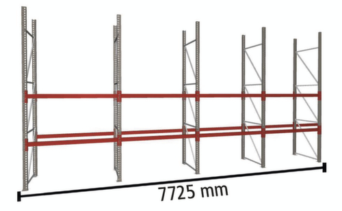 META Palettenregal MULTIPAL für 36 Paletten, 7725 mm breit, 3 Lagerebenen