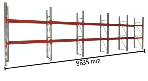 META Palettenregal MULTIPAL für 15 Paletten, 9635 mm breit, 3 Lagerebenen