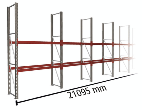 META Palettenregal MULTIPAL für 33 Paletten, 21095 mm breit, 3 Lagerebenen
