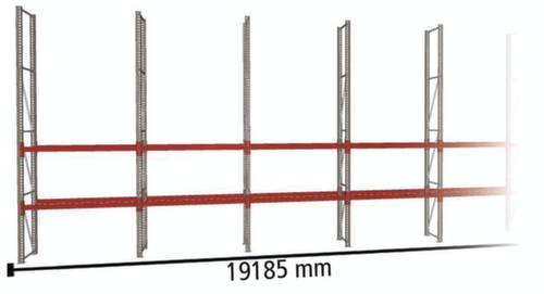 META Palettenregal MULTIPAL für 40 Paletten, 19185 mm breit, 4 Lagerebenen
