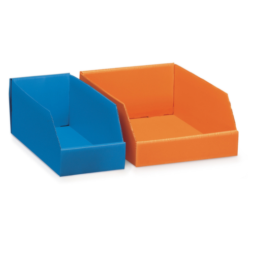 Faltbarer Sichtlagerkasten, orange, Tiefe 478 mm, Polypropylen