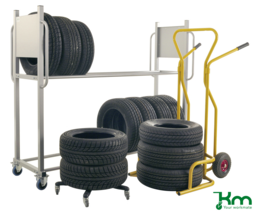 Kongamek Reifenwagen für 16 Reifen, Traglast 300 kg, 2 Etagen