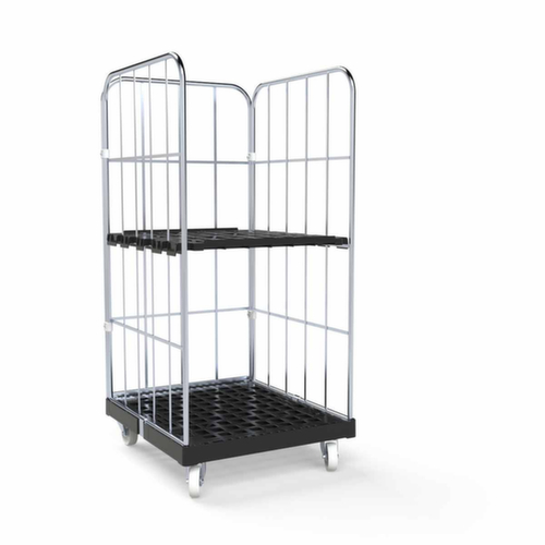 Rollbehälter BASICline mit 3 Wänden, Traglast 500 kg, Länge x Breite 845 x 724 mm