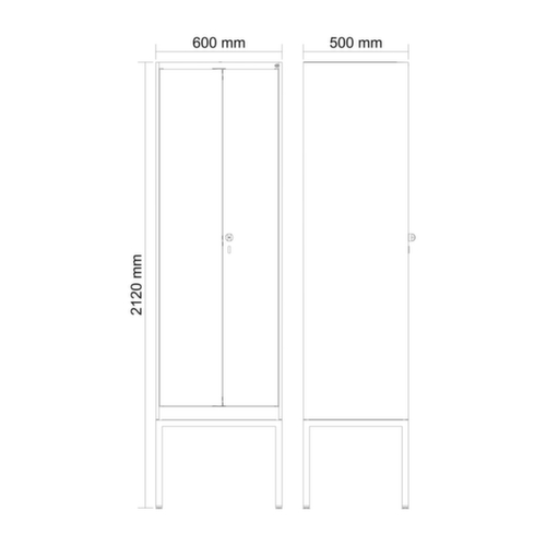 C+P Schwarz-Weiß-Spind Evolo PLUS mit Doppelabteil und Fußgestell