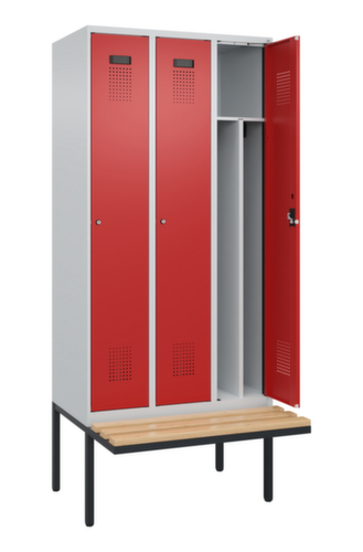 C+P Schwarz-Weiß-Spind Evolo PLUS mit Sitzbank, Abteilbreite 300 mm