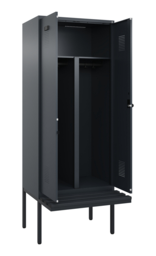 C+P PSA-Spind Evolo PLUS für Schwarz-Weiß-Trennung mit Sitzbank, Abteilbreite 400 mm