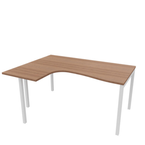 Quadrifoglio Winkel-Schreibtisch Practika, 4-Fußgestell, Breite 1600 mm, Nuss Canaletto/weiß