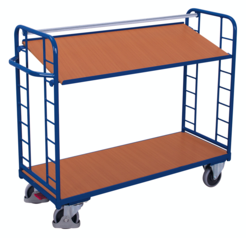 VARIOfit Etagenwagen mit neigbaren Holzböden, Traglast 250 kg, 2 Etagen