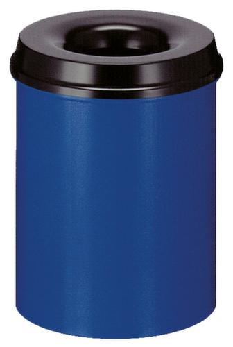 Selbstlöschender Papierkorb aus Stahl, 15 l, blau, Kopfteil schwarz Standard 1 L