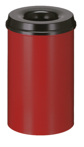 Selbstlöschender Papierkorb aus Stahl, 20 l, rot, Kopfteil schwarz Standard 1 L