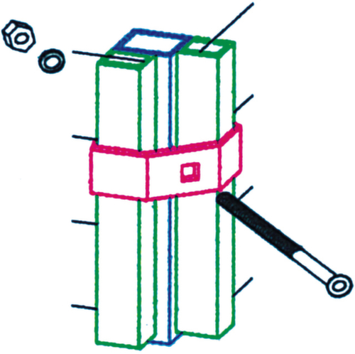 Eckpfosten für Trennwandsystem, Höhe 2200 mm Technische Zeichnung 1 L