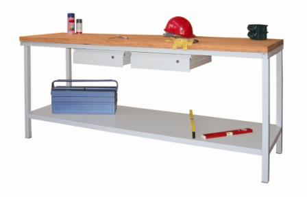 PAVOY Werkbank mit verschiedenen Unterbauten, 2 Schubladen, 1 Ablageboden Standard 1 L