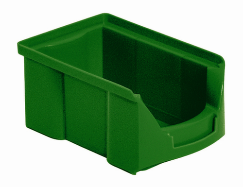 Stapelbarer Sichtlagerkasten Futura mit tiefer Eingrifföffnung, grün, Tiefe 170 mm Standard 1 L