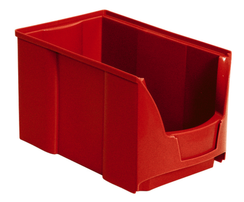 Stapelbarer Sichtlagerkasten Futura mit tiefer Eingrifföffnung, rot, Tiefe 360 mm Standard 1 L