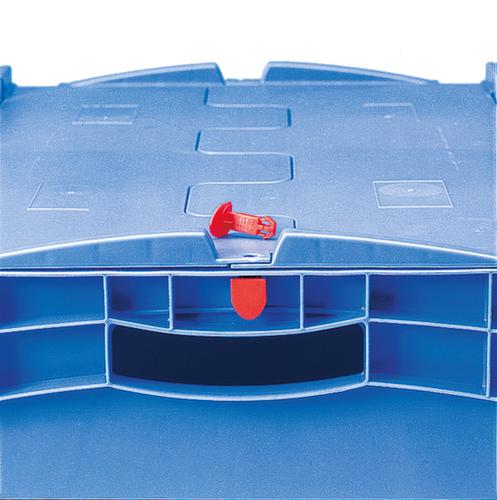 Euronorm-Stapelbehälter mit Doppelboden, blau, Inhalt 69 l, Zweiteiliger Scharnierdeckel Detail 2 L