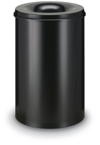 Selbstlöschender Papierkorb aus Stahl, 110 l, schwarz, Kopfteil schwarz Standard 1 L