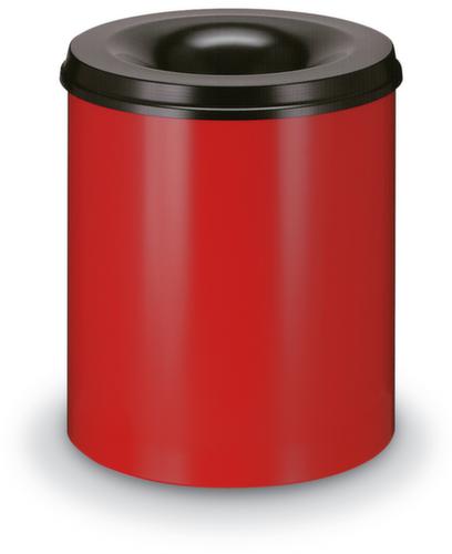 Selbstlöschender Papierkorb aus Stahl, 50 l, rot, Kopfteil schwarz Standard 1 L