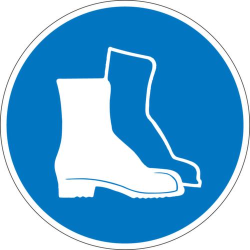Gebotsschild Fußschutz benutzen, Wandschild Standard 1 L