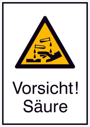 Warnschild vor ätzenden Stoffen, Aufkleber Standard 1 L