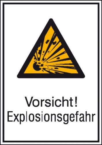 Warnkombischild "Vorsicht! Explosionsgefahr", Aufkleber Standard 1 L