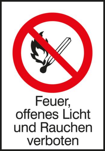 Verbotsschild Feuer offenes Licht und Rauchen verboten, Wandschild, Standard Standard 1 L