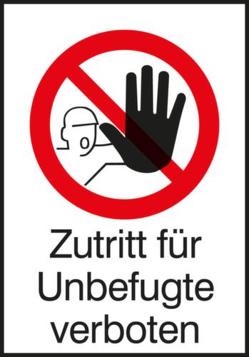 Verbotsschild Zutritt für Unbefugte verboten, Wandschild, Standard Standard 1 L