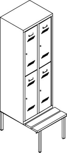 PAVOY Doppelstöckiger Umkleideschrank Basis mit Sitzbank + 2x2 Abteile, Abteilbreite 400 mm Technische Zeichnung 2 L