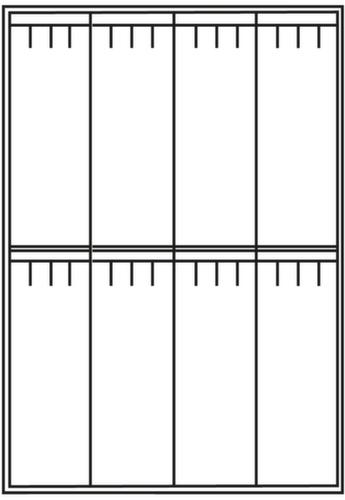 C+P Doppelstöckiger Umkleideschrank Evolo mit untergebauter Sitzbank + 4x2 Abteile, Abteilbreite 300 mm Technische Zeichnung 1 L