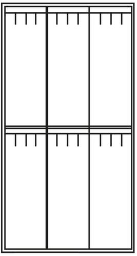 C+P Doppelstöckiger Garderobenschrank Classic mit 3x2 Abteilen Türen glatt, Abteilbreite 300 mm Technische Zeichnung 1 L