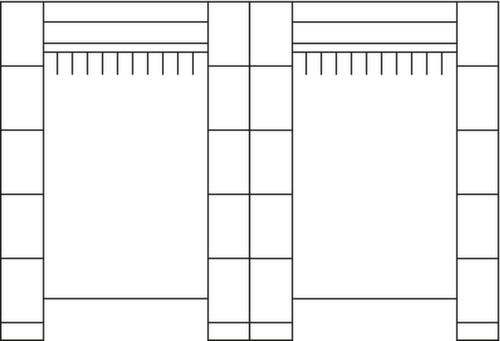 C+P Schließfach-Garderobe Classic mit 20 Fächern, Breite 3720 mm Technische Zeichnung 1 L