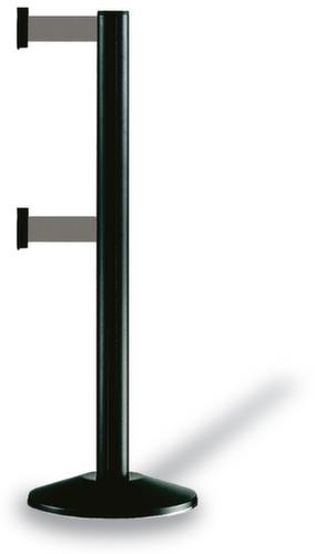 Personenleitsystem CLASSIC DOUBLE mit 2 Gurtbändern und Pfosten, Gurtlänge 2,3 m, Pfosten schwarz