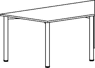 Trapezförmiger Konferenztisch, Breite x Tiefe 800 x 690 mm, Platte lichtgrau Technische Zeichnung 1 L