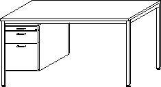 Gera Schreibtisch Pro mit Hängecontainer Technische Zeichnung 1 L