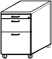 Rollcontainer Solid mit HR-Auszug, 1 Schublade(n), Eiche/Eiche Technische Zeichnung 1 L